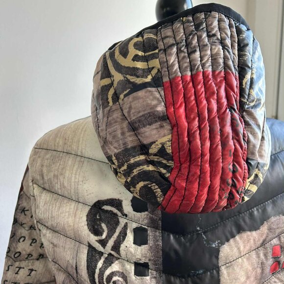 NWOT Dolcezza Simply Art Multicolor Puffer Coat with Hood & Zip Pockets – US S - Picture 8 of 11